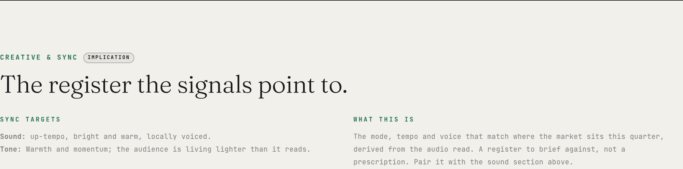 How a brand should speak, from the live Cadence report